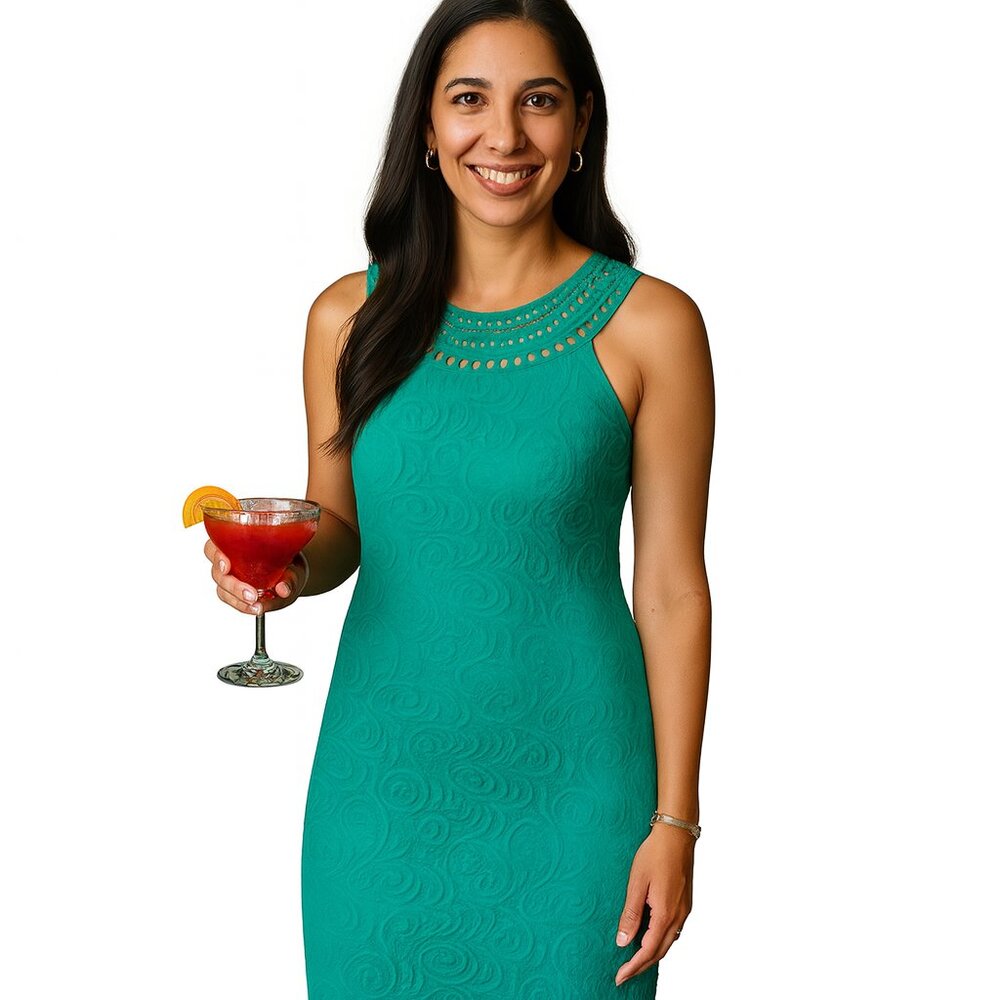 Eliza J Size 2 Teal Lace Overlay Shift Dress - Picture 2 of 9